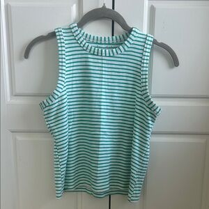 NWOT Marled Green and White Striped Sleeveless Tank
